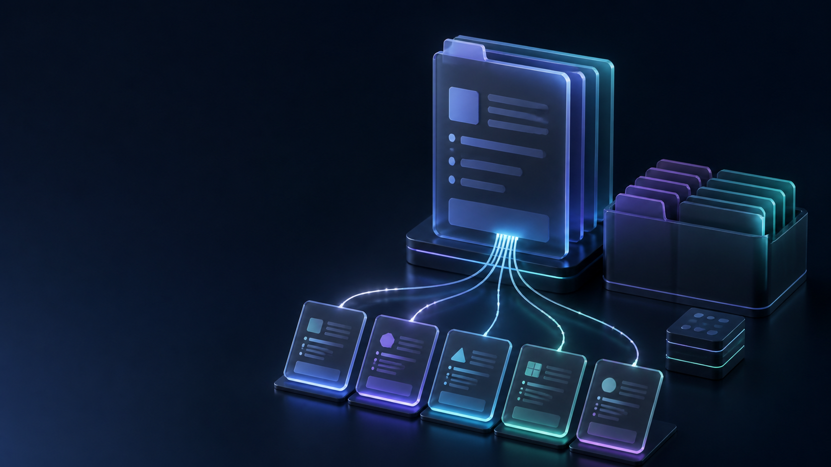 A foundation document connected to several reusable instruction modules